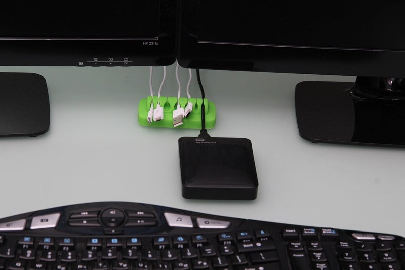 ENVISIONED Heaviest Cable Organizer on The Market! Compact and Weighted Desktop Cord Holder and Cable Organizer, Eco-Friendly Silicone, No Bad Smell, Bundled with 4 Reusable Cable Ties! (Green) - Image 2
